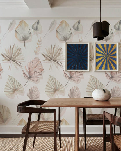 a watercolour leaf design for the dining room's unique botanical wall paintings