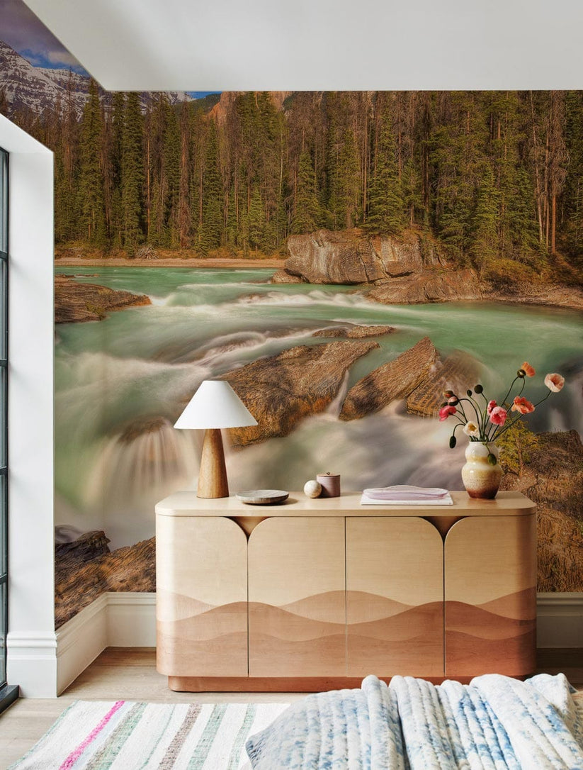 Serene Mountain River Landscape Mural Wallpaper | Ever Wallpaper ...
