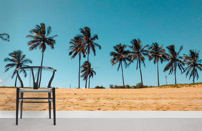 summer beaches with coconut palm tress wallpaper mural
