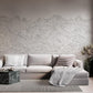a living room wall mural with a handmade mountain drawing