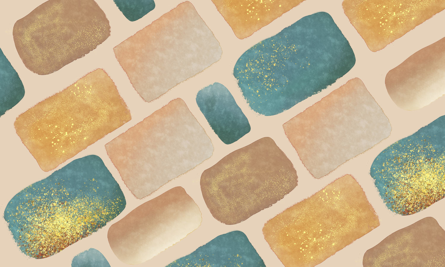 Wallpaper mural with multi-colored gold foil abstract blocks