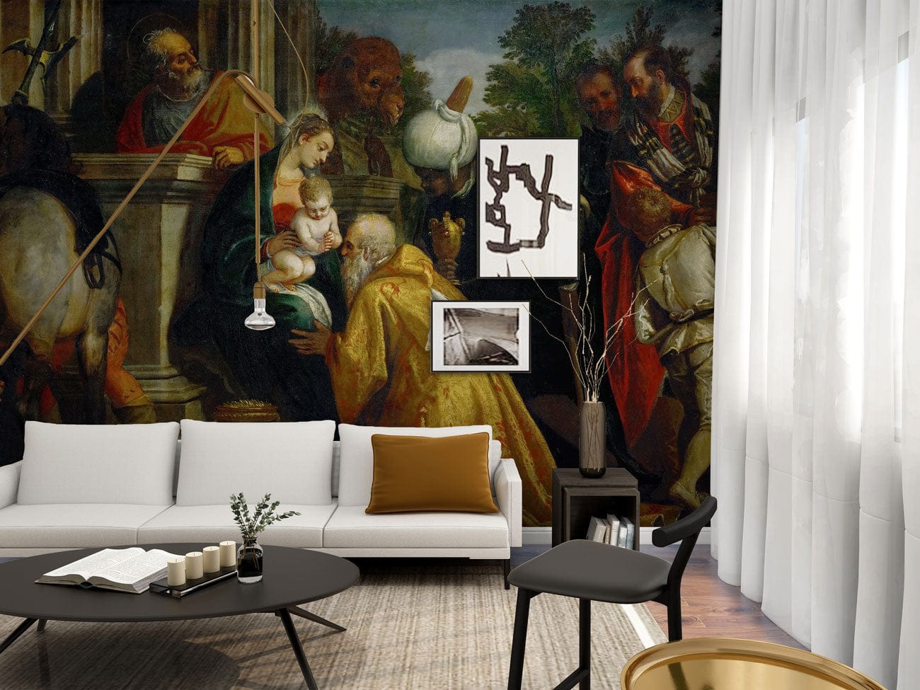 famous oil painting wall mural office design