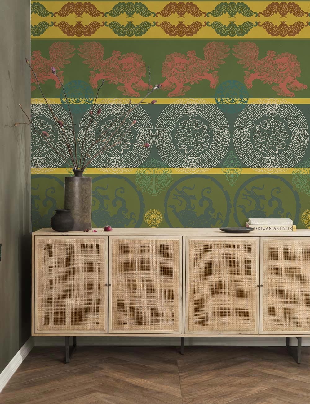 custom Kylin pattern wallpaper mural for hallway