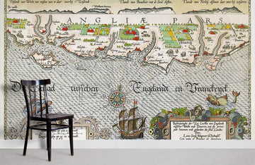 Vintage Nautical World Map Wallpaper Mural