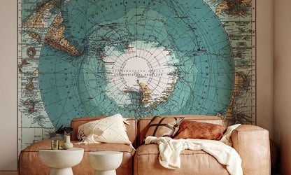 Vintage Nautical Map Wall Mural in living room