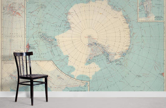 Vintage Nautical World Map Wall Mural Wallpaper