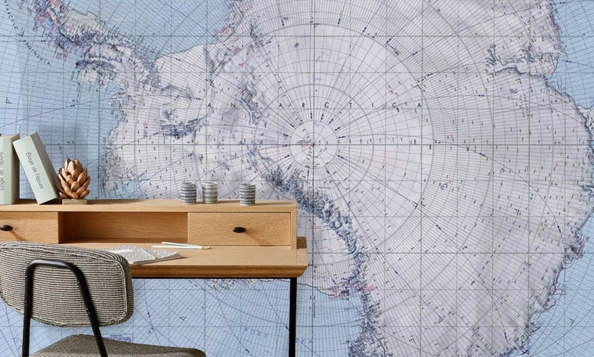 Antique Nautical Chart Mural Wallpaper in office