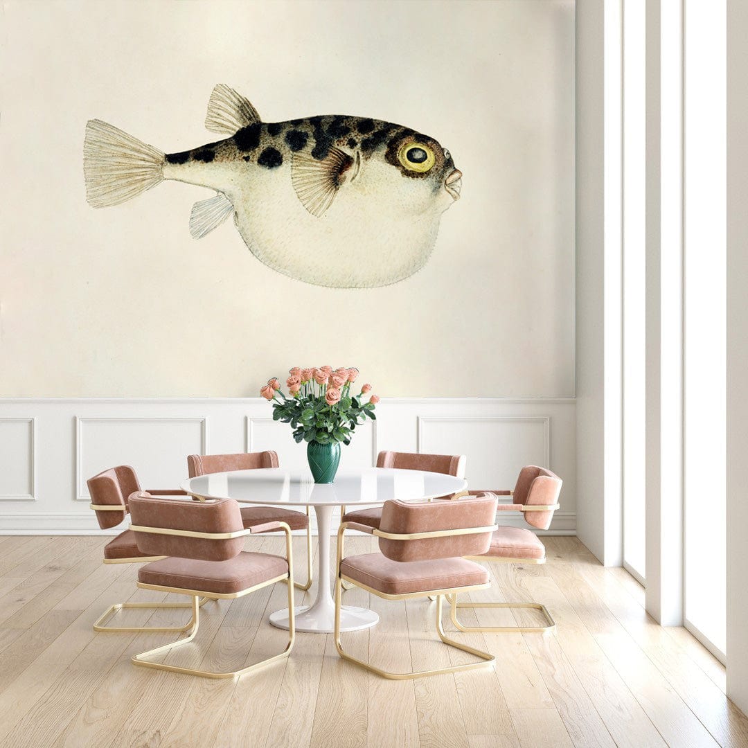 Unqiue Fat Belly Fish Mural Wallpaper Living Room