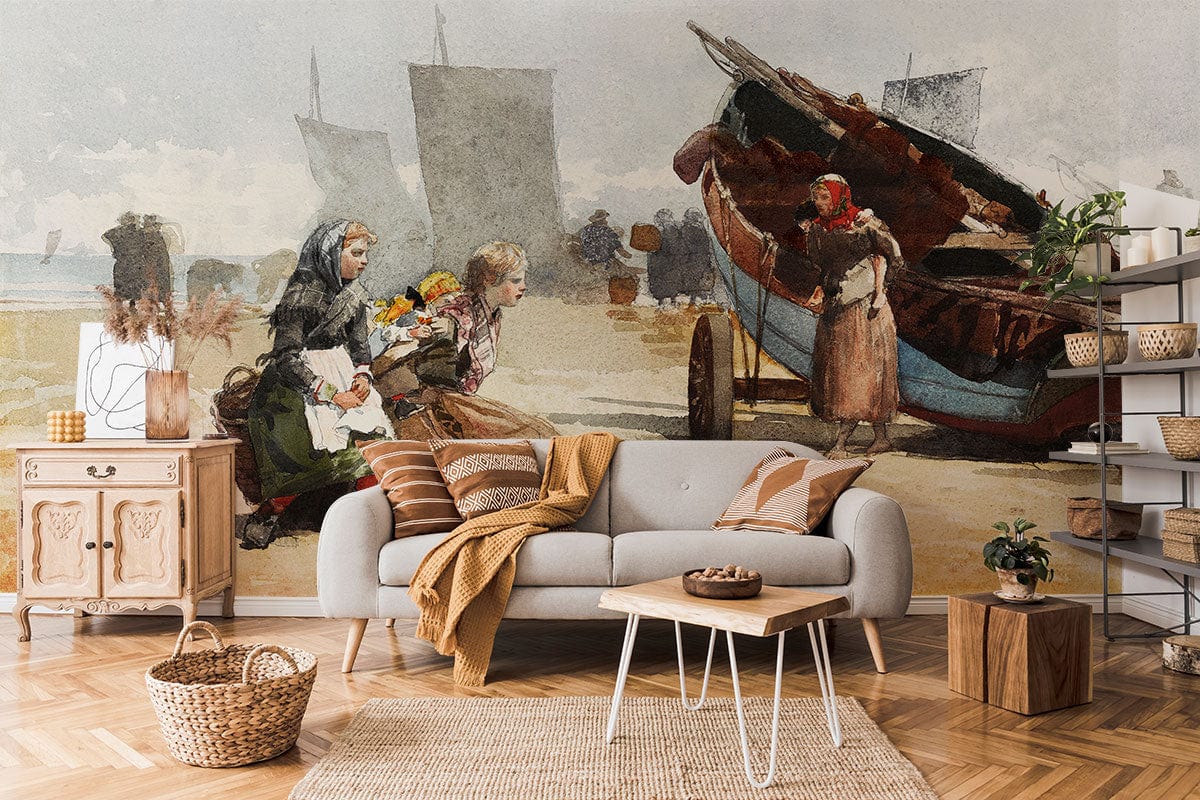 Women On Beach Mural For Living Room