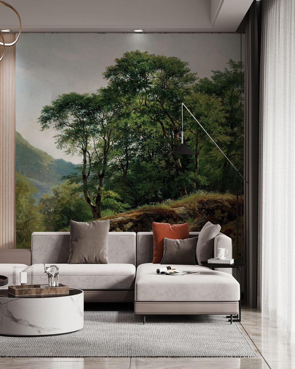 oil painting forest wall mural lounge decoration