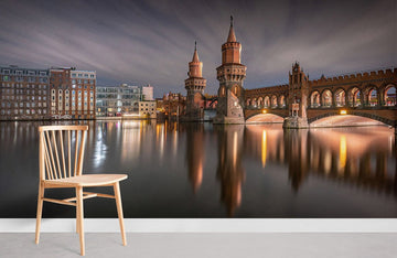 Majestic Bridge Reflection Landscape Mural Wallpaper
