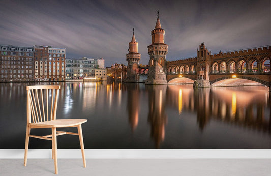 famous berlin bridge on river wallpaper for room