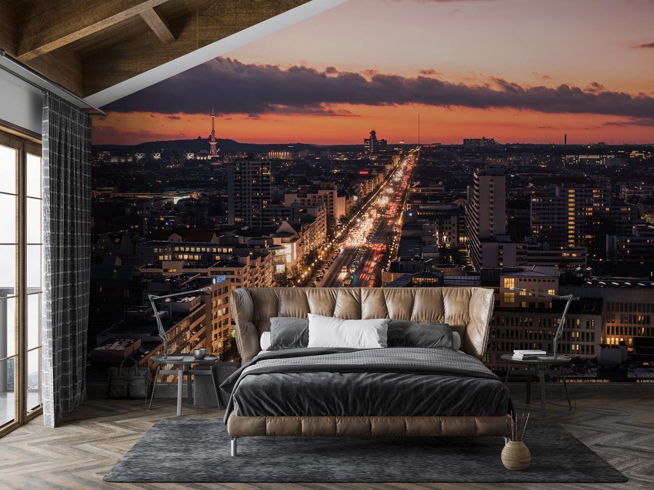 beautiful sunset view in berlin wallpaper decoration