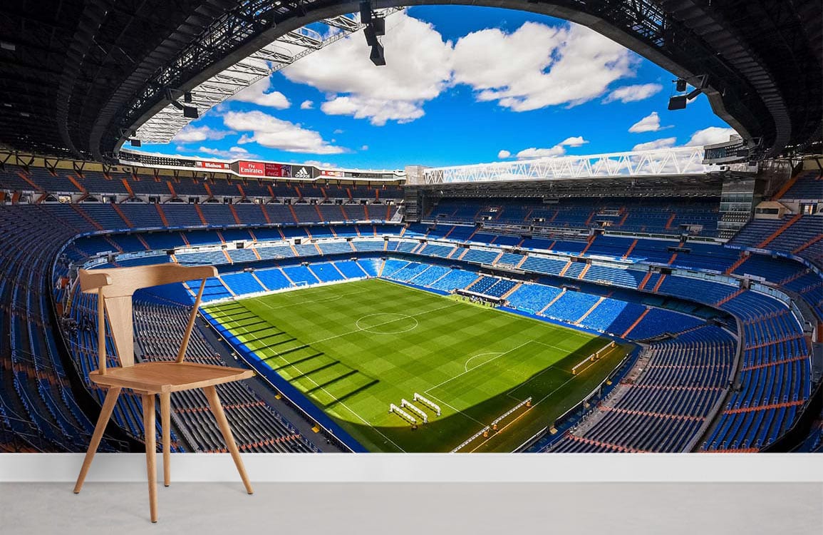 Panorama of Bernabeu Stadium Printed on Mural Wallpaper in the Room