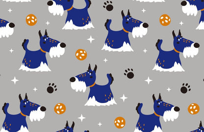 Wallpaper with a detailed mural of a dog and his paws