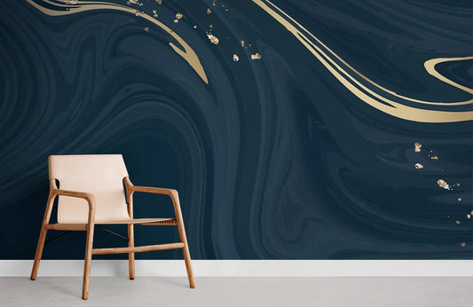Home Decoration Featuring a Dark Marble Wallpaper Mural