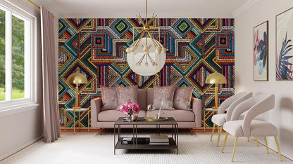 Colorful Geometric Abstract Wallpaper Mural in living room