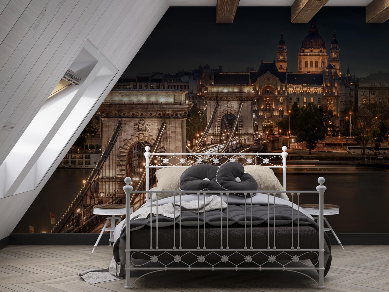 classic tower bridge view in budapest wallpaper bedroom