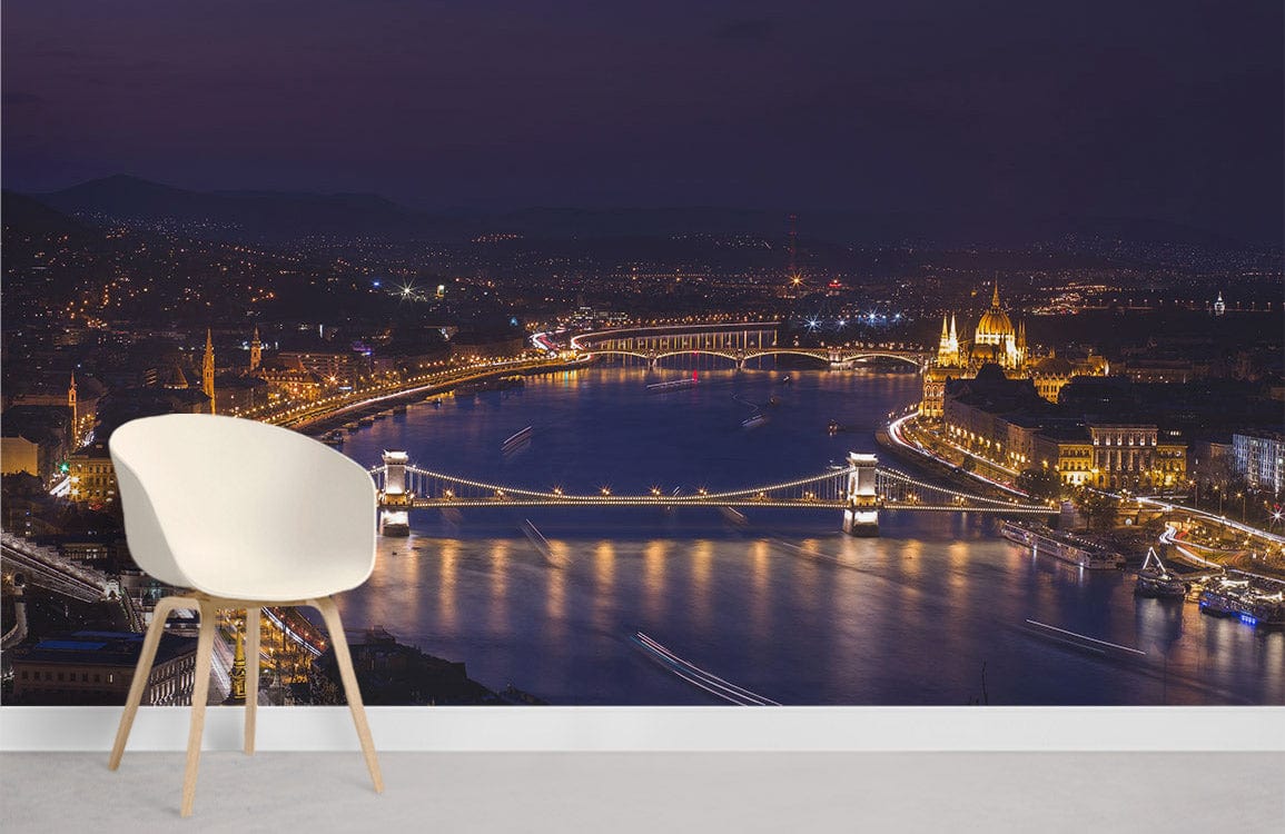 overlooking budapest night view wallpaper for room