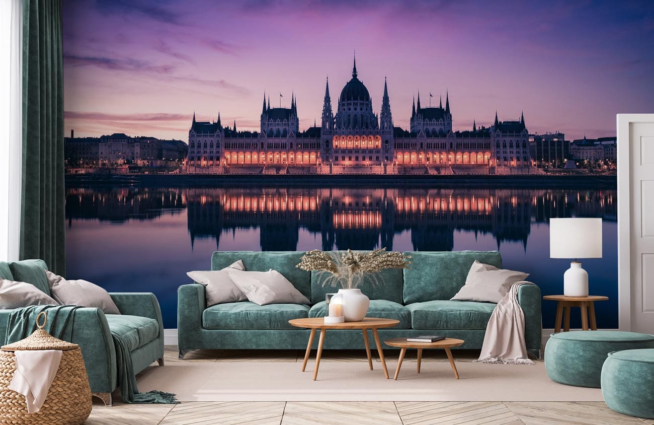 lighting up budapest palace cityscape wallpaper