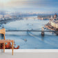 wide budapest river and ships wallpaper for room