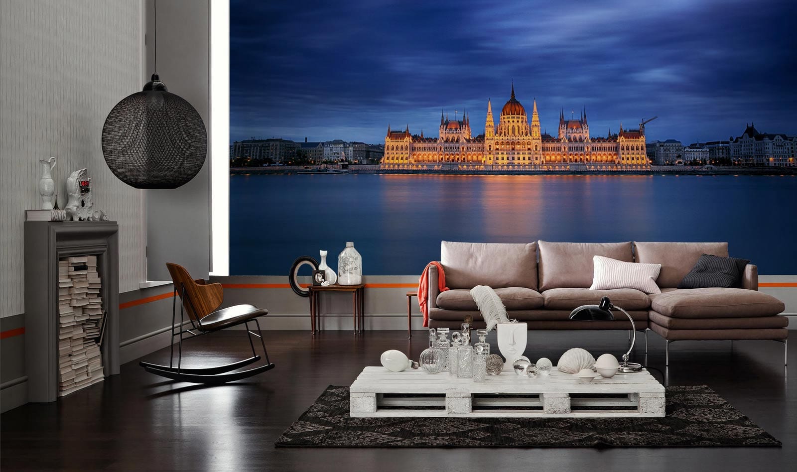 shining budapest palace view under sky wall decoration living room