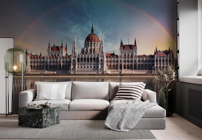 grand repeat palace building wallpaper design art