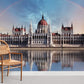 rainbow and budapest palace wallpaper for room