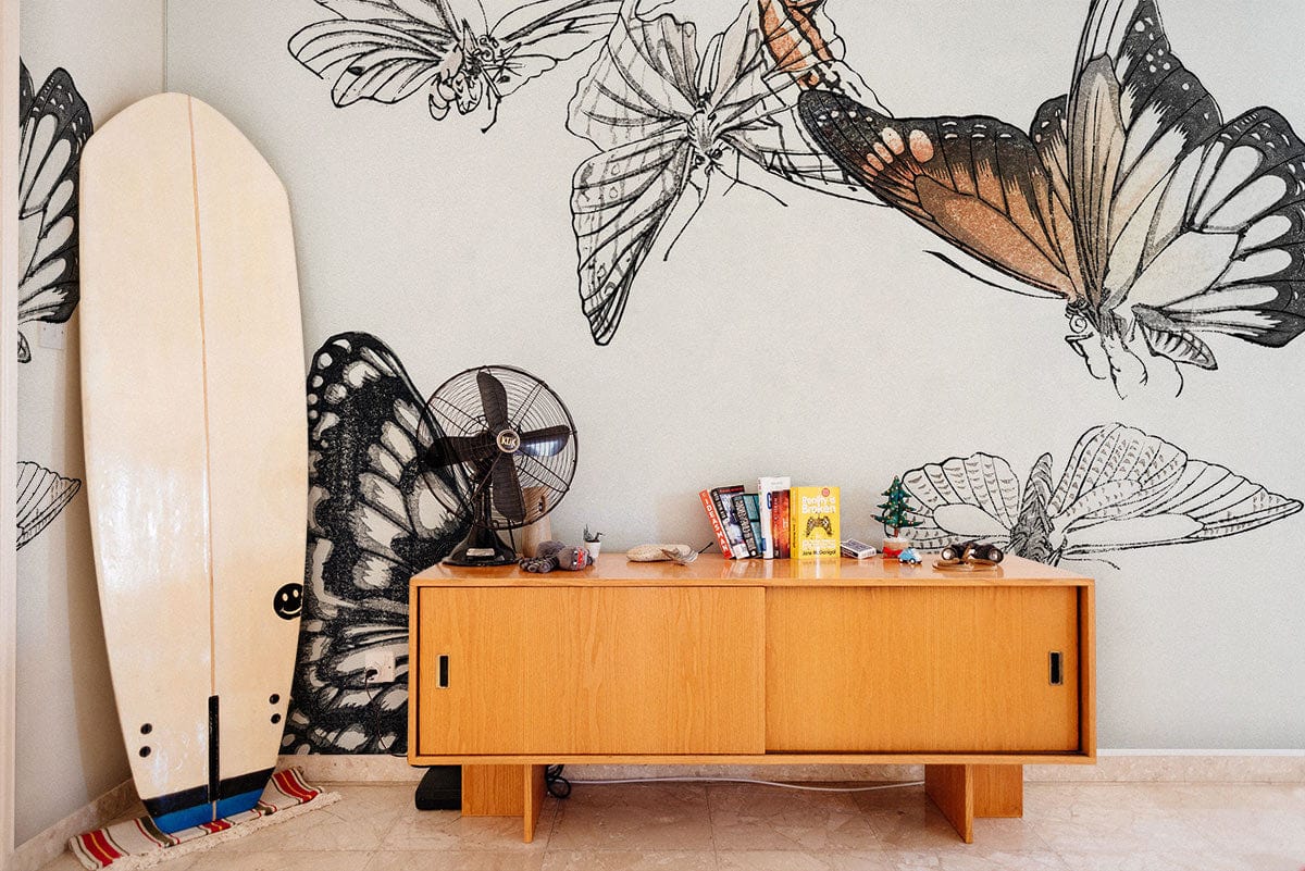 Painting Butterflies Wall Mural Living Room