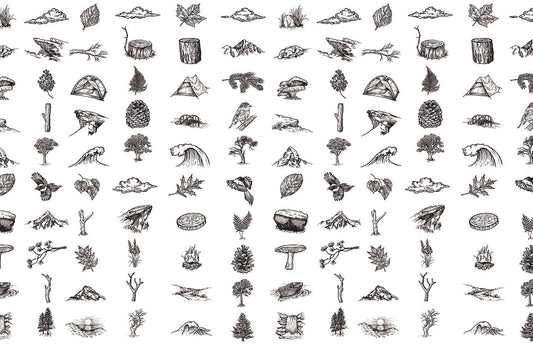 Gray Camping Things Wallpaper Mural