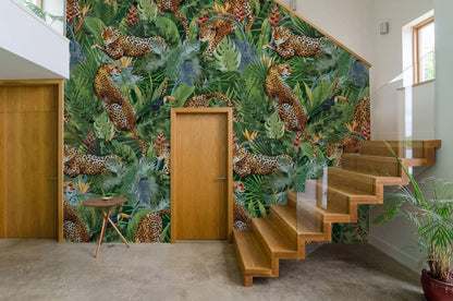cheetah plunder forest animal mural hallway