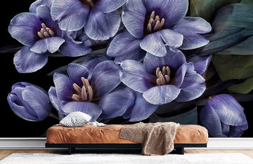 Elegant Purple Floral Bedroom Mural Wallpaper