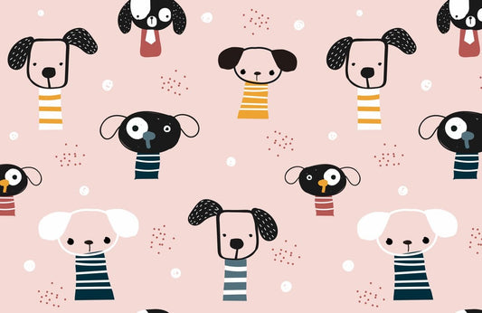 Wallpaper mural with a cute dog pattern, perfect for decorating your home.