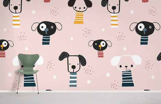 Wallpaper mural with a cute dog pattern, perfect for use as home decor