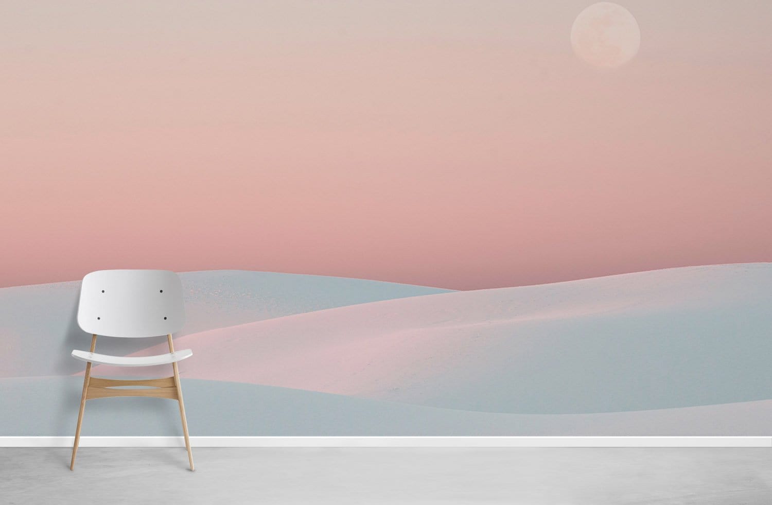 Wallpaper mural with a pink desert landscape, perfect for use as home decor.