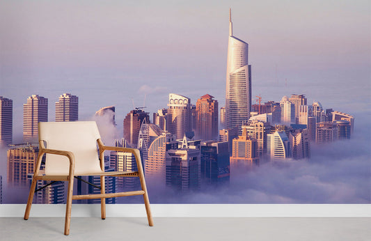 Dubai buildings in cloud wallpaper for room
