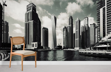 Modern Black and White Cityscape Wallpaper Mural