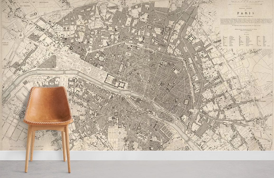 Eastern Division of Paris Map Wall Mural For Room
