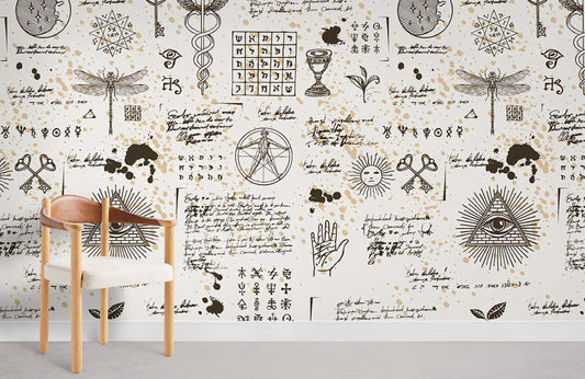 Egyptian Cabala Pattern Room Wallpaper Mural