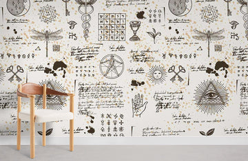 Illustration murale ¨¦clectique vintage de symboles mystiques
