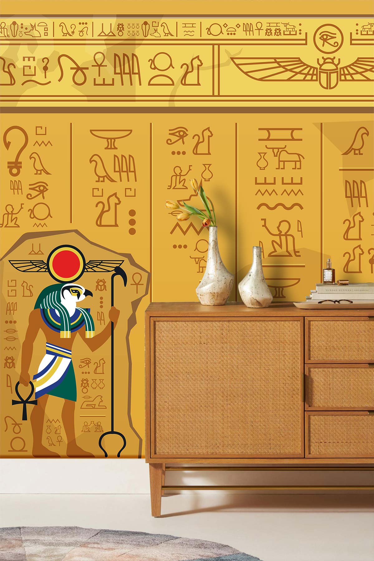 Egyptian Fresco Pattern Wallpaper Home Interior Decor