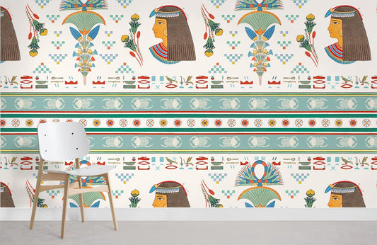 Egyptian Woman Pattern Wallpaer Mural