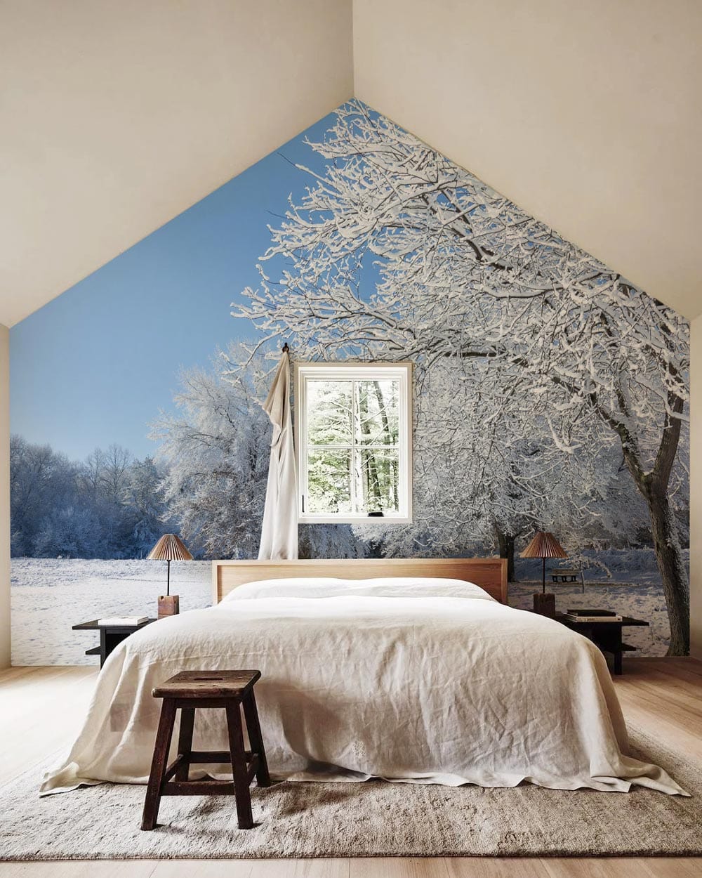 white snowy scenery of trees custom wallpaper