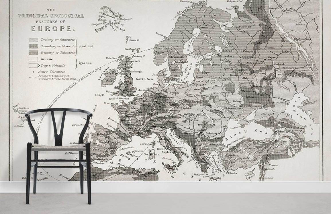 Europe Geology Map Wall Mural For Room