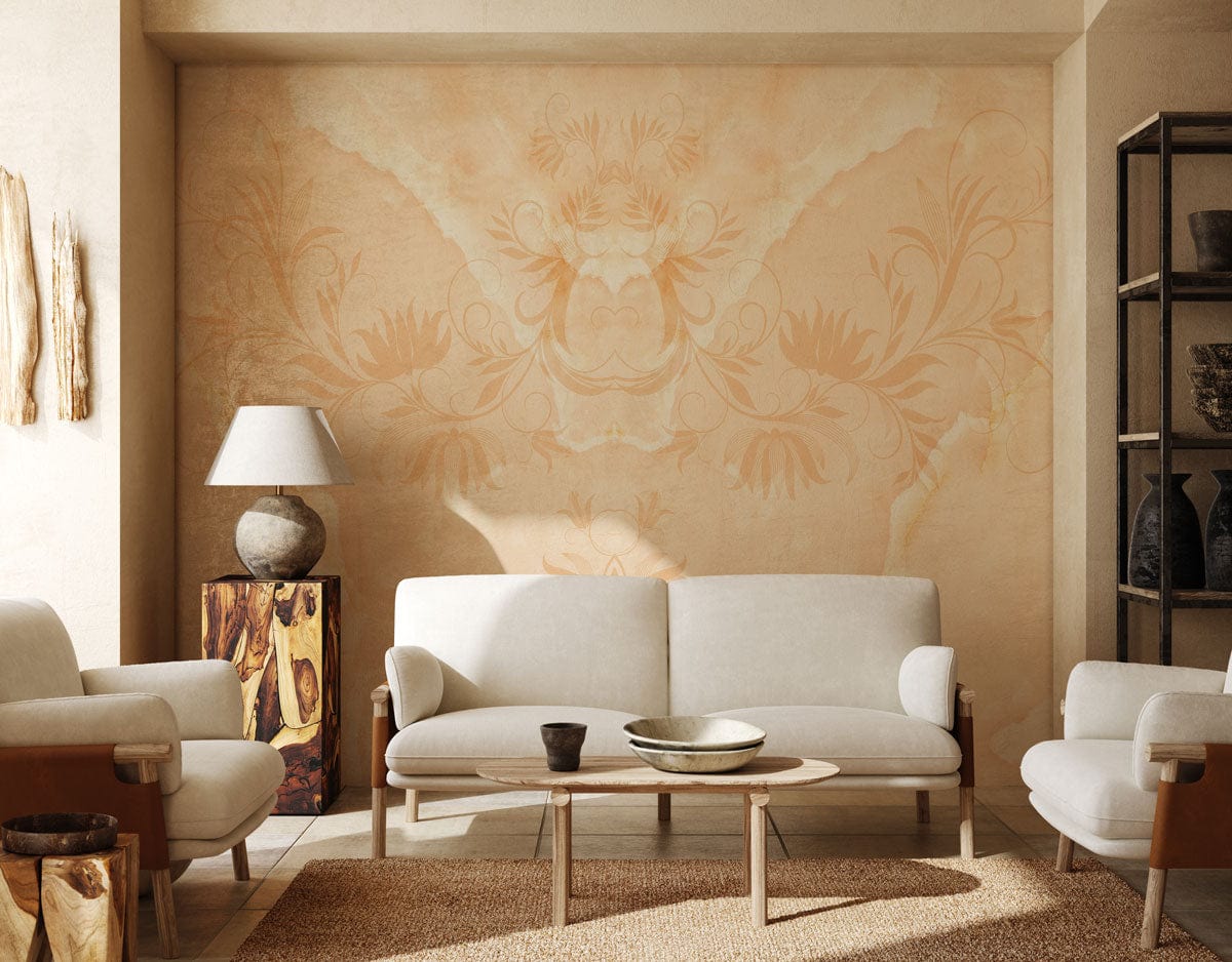 Marble Wallpaper Mural with a European Orange Pattern, Suitable for Home Decoration