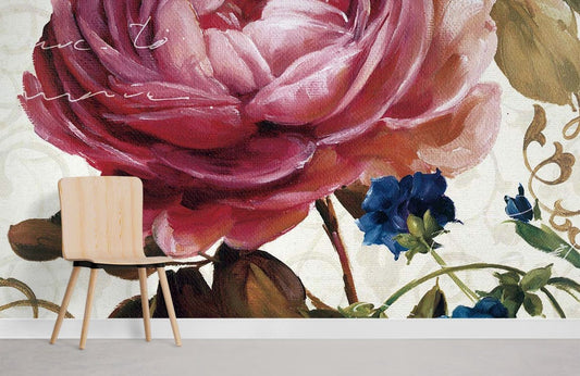 Elegant Pink Floral Watercolor Mural Wallpaper