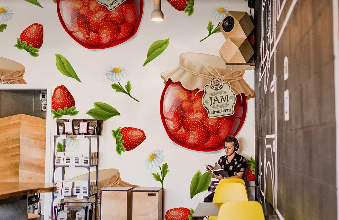 bespoke jam strawberry wallpaper for reading room