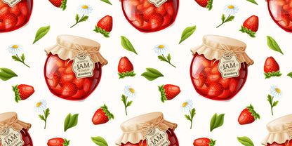 background for a strawberry-flavored brand-name bottle