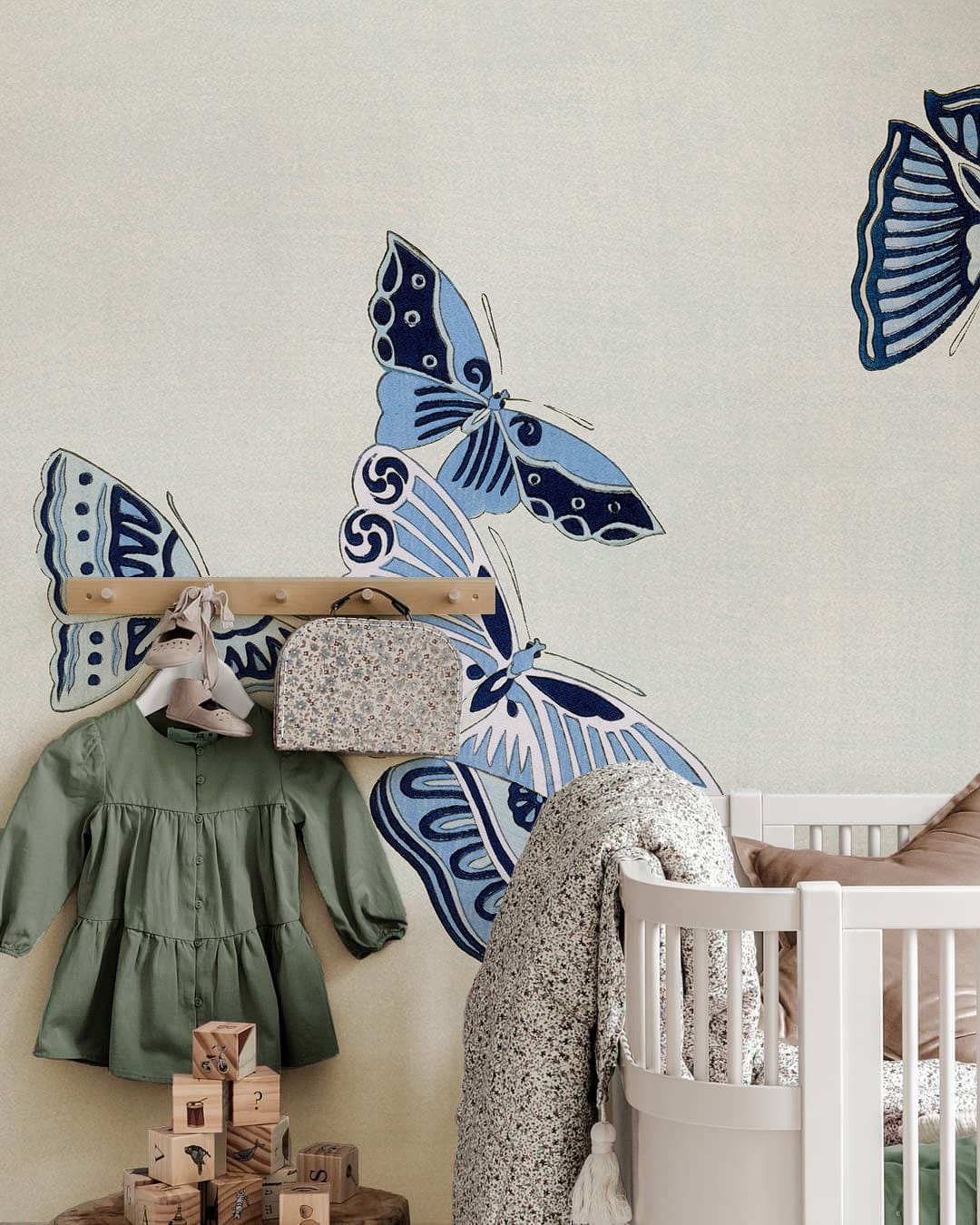 Blue Pattern Butterfly Aniaml Wallpaper Mural  Nursery