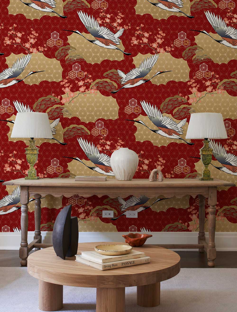 Japanese Crane Animal Wall Mural Decoration Design